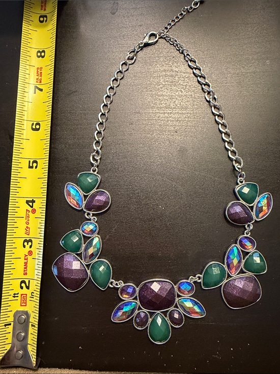 Jewelry - Statement Purple and Green Crystal Bib Necklace